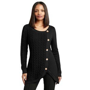 Women's Twisted Knit Button Long Sleeve Sweater